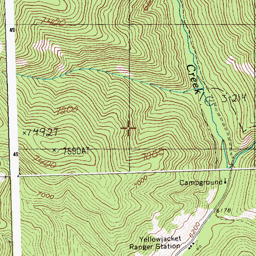 Topographic Map of Meadow Creek, ID