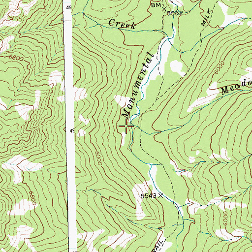 Topographic Map of Meadow Creek, ID
