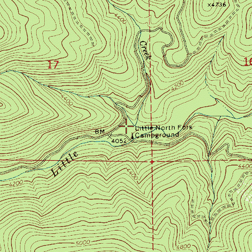 Topographic Map of Meadow Creek, ID