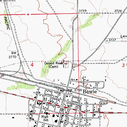 Topographic Map of Desert Rest Cemetery, AZ