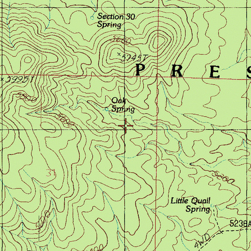 Topographic Map of Oak Spring, AZ