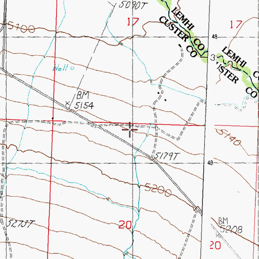 Topographic Map of Meadow Creek, ID