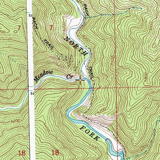 Topographic Map of Meadow Creek, ID