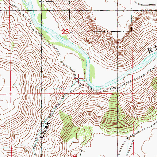 Topographic Map of Mennecke Creek, ID
