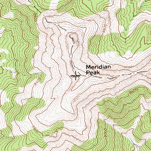 Topographic Map of Meridian Peak, ID