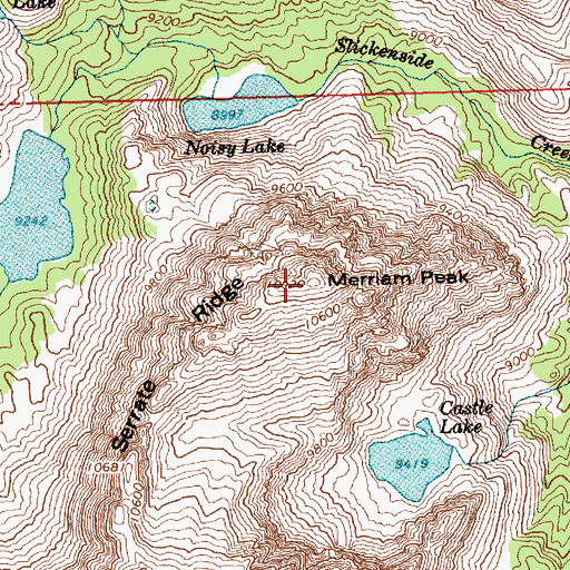 Topographic Map of Merriam Peak, ID