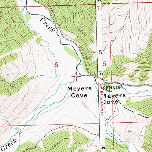 Topographic Map of Meyers Cove, ID