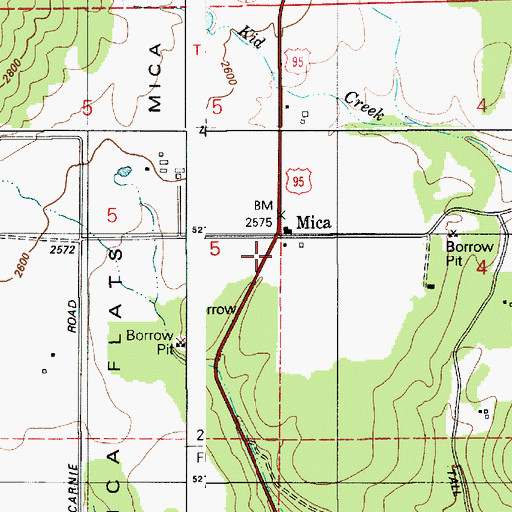 Topographic Map of Mica, ID