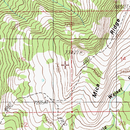 Topographic Map of Mica Ridge, ID