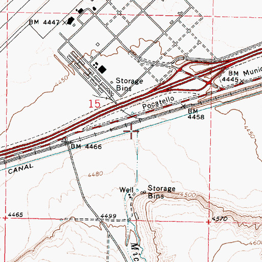 Topographic Map of Michaud Creek, ID