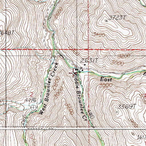 Topographic Map of Middle Brownlee Creek, ID