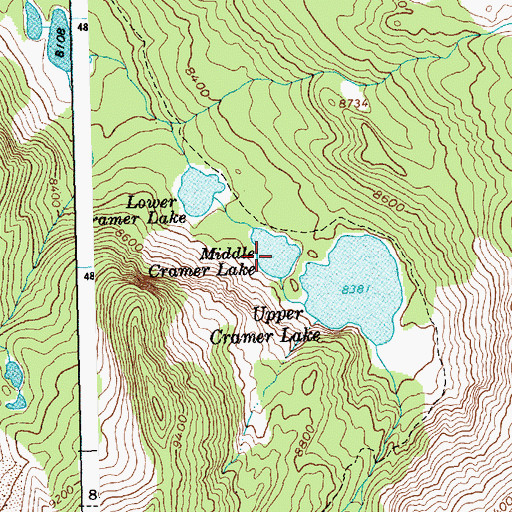 Topographic Map of Middle Cramer Lake, ID