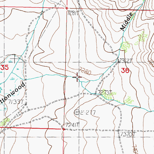 Topographic Map of Middle Creek, ID