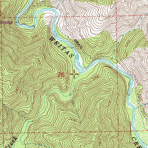 Topographic Map of Middle Creek, ID