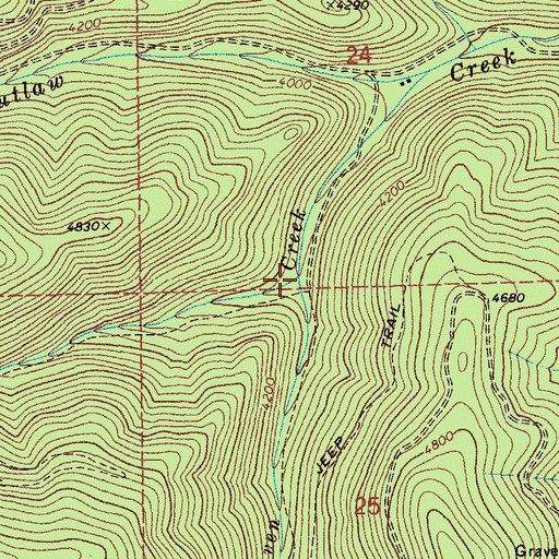 Topographic Map of Middle Creek, ID