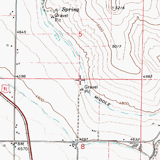 Topographic Map of Middle Ditch, ID