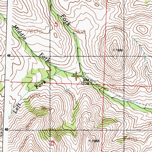 Topographic Map of Middle Fork Bear Creek, ID
