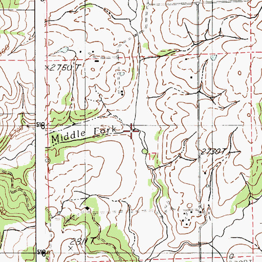 Topographic Map of Middle Fork Big Bear Creek, ID