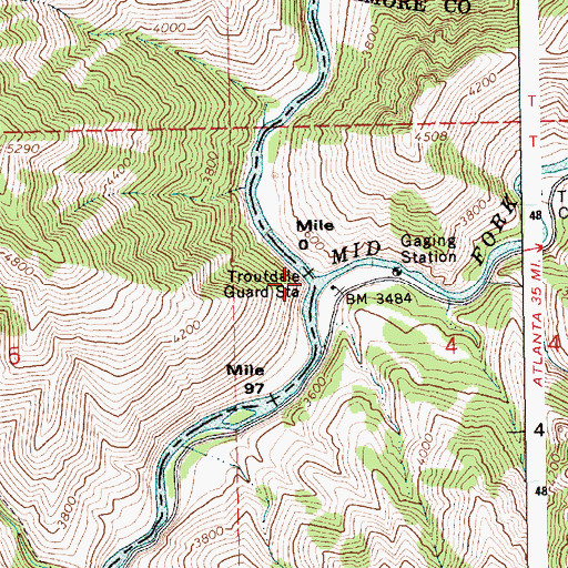 Topographic Map of Middle Fork Boise River, ID