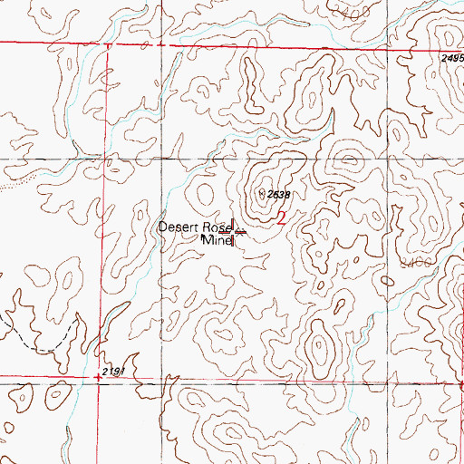 Topographic Map of Desert Rose Mine, AZ