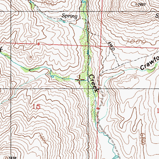 Topographic Map of Middle Fork Cherry Creek, ID