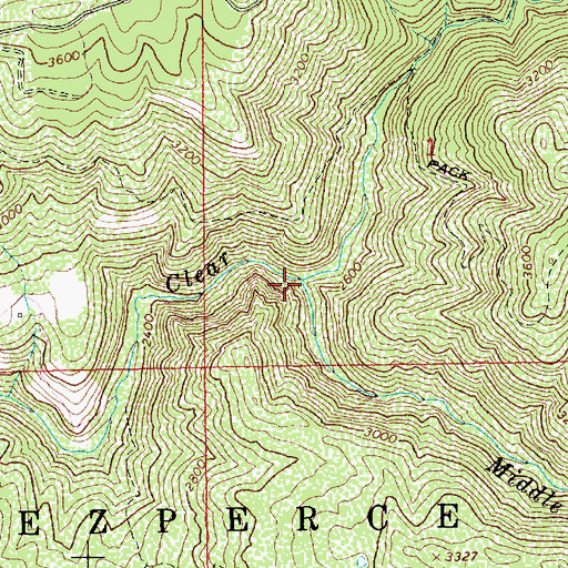 Topographic Map of Middle Fork Clear Creek, ID