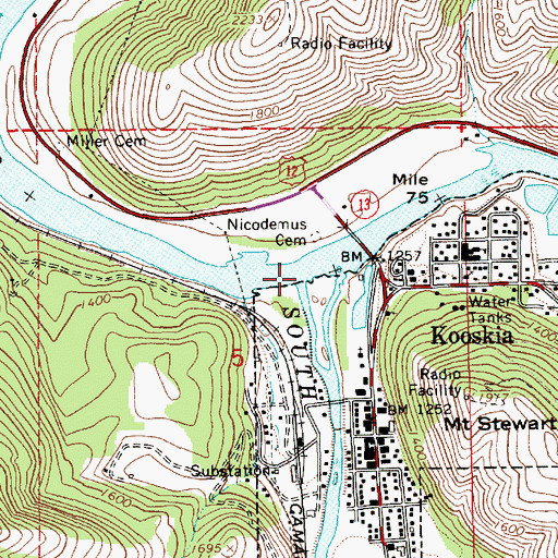 Topographic Map of Middle Fork Clearwater River, ID
