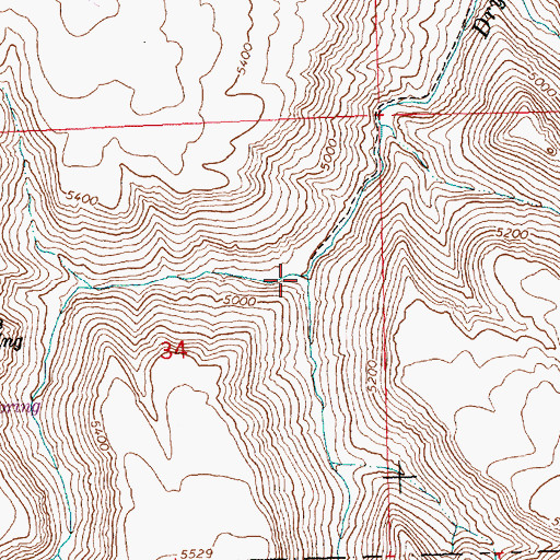 Topographic Map of Middle Fork Dry Creek, ID