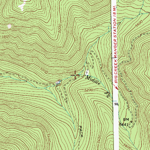 Topographic Map of Middle Fork Elk Creek, ID