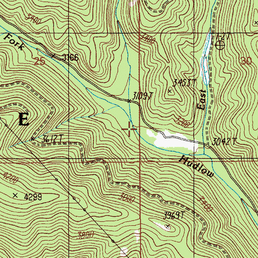 Topographic Map of Middle Fork Hudlow Creek, ID