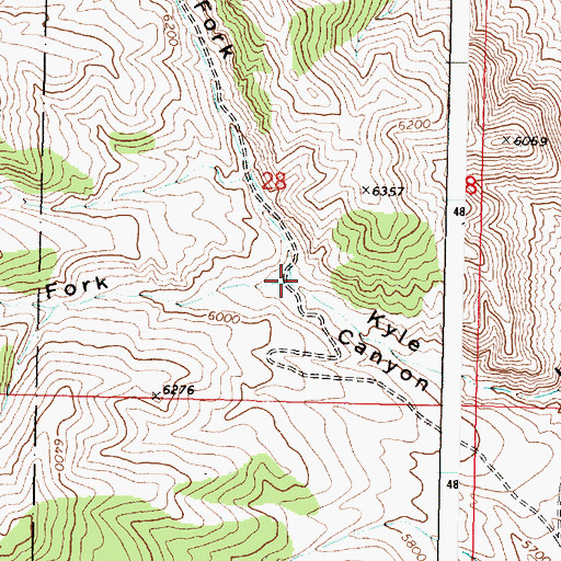 Topographic Map of Middle Fork Kyle Canyon, ID