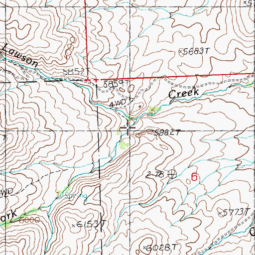 Topographic Map of Middle Fork Lawson Creek, ID