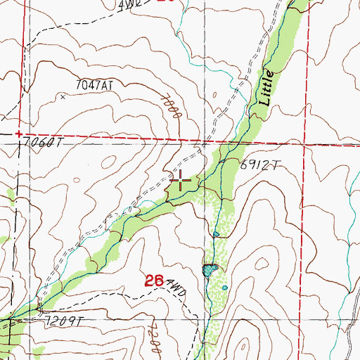 Topographic Map of Middle Fork Little Timber Creek, ID