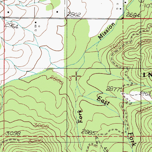 Topographic Map of Middle Fork Mission Creek, ID