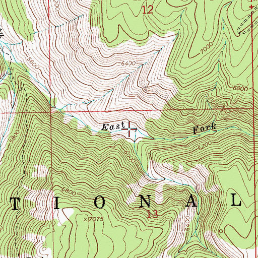 Topographic Map of Middle Fork Roaring River, ID