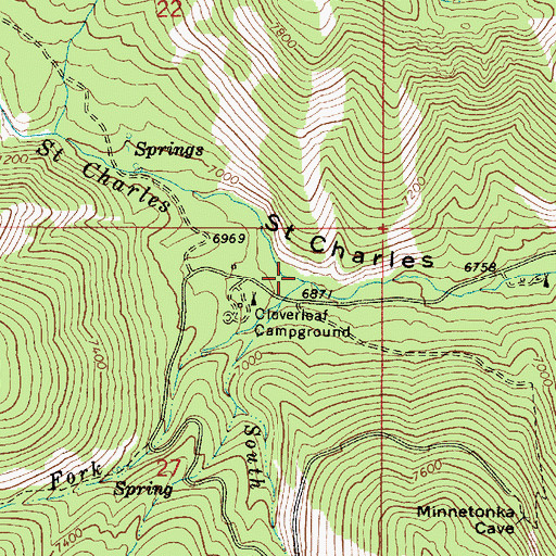 Topographic Map of Middle Fork Saint Charles Creek, ID