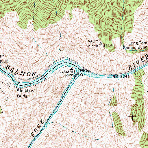 Topographic Map of Middle Fork Salmon River, ID