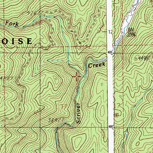 Topographic Map of Middle Fork Scriver Creek, ID