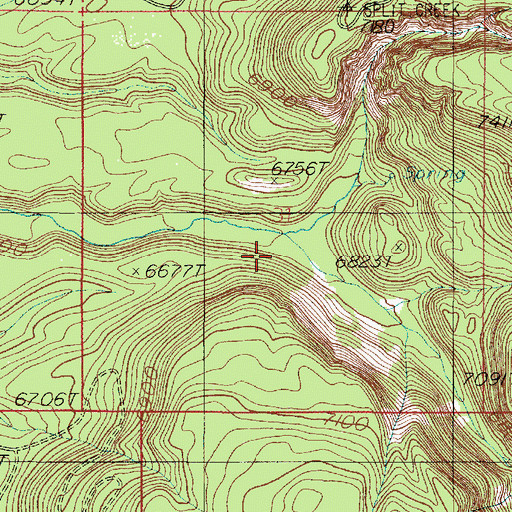 Topographic Map of Middle Fork Split Creek, ID