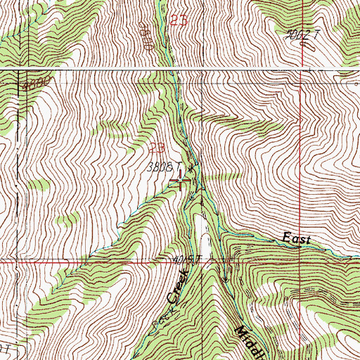 Topographic Map of Middle Fork Sturgill Creek, ID