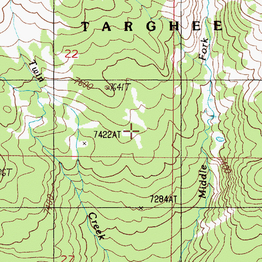 Topographic Map of Middle Fork Trail, ID