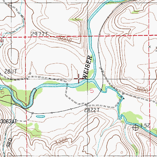 Topographic Map of Middle Fork Weiser River, ID