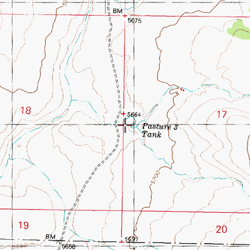 Topographic Map of Pasture Three Tank, AZ