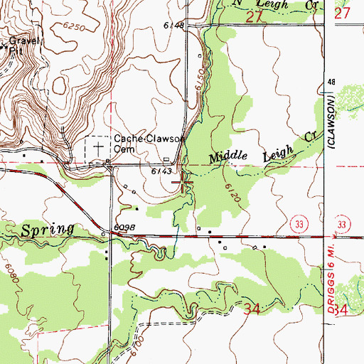 Topographic Map of Middle Leigh Creek, ID