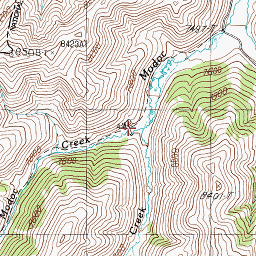 Topographic Map of Middle Modoc Creek, ID