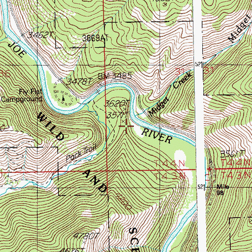 Topographic Map of Midget Creek, ID