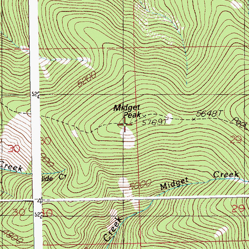 Topographic Map of Midget Peak, ID