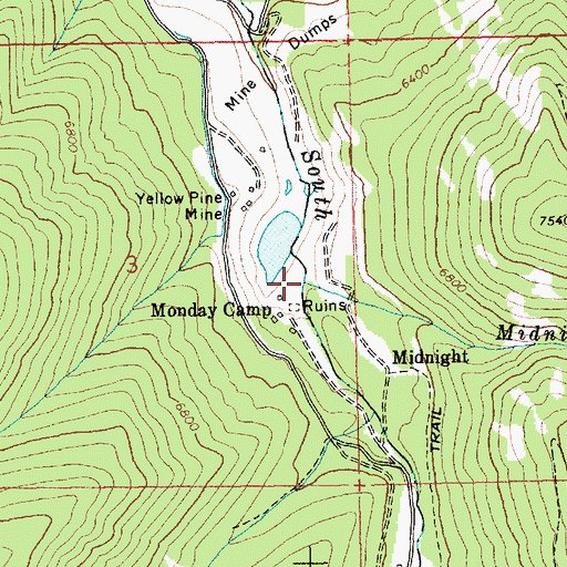 Topographic Map of Midnight Creek, ID