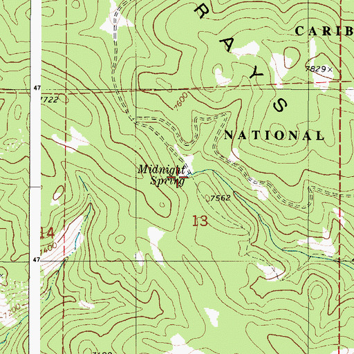 Topographic Map of Midnight Spring, ID