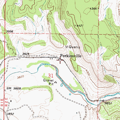 Topographic Map of Perkinsville Railroad Station, AZ